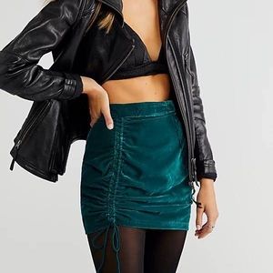 Free People Velvet skirt in Emerald Green